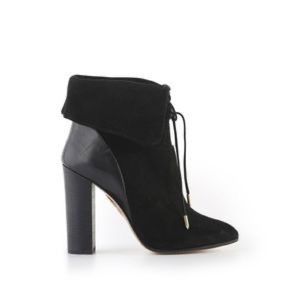 AQUAZZURA BLACK SUEDE CAMBRIDGE BOOTIES